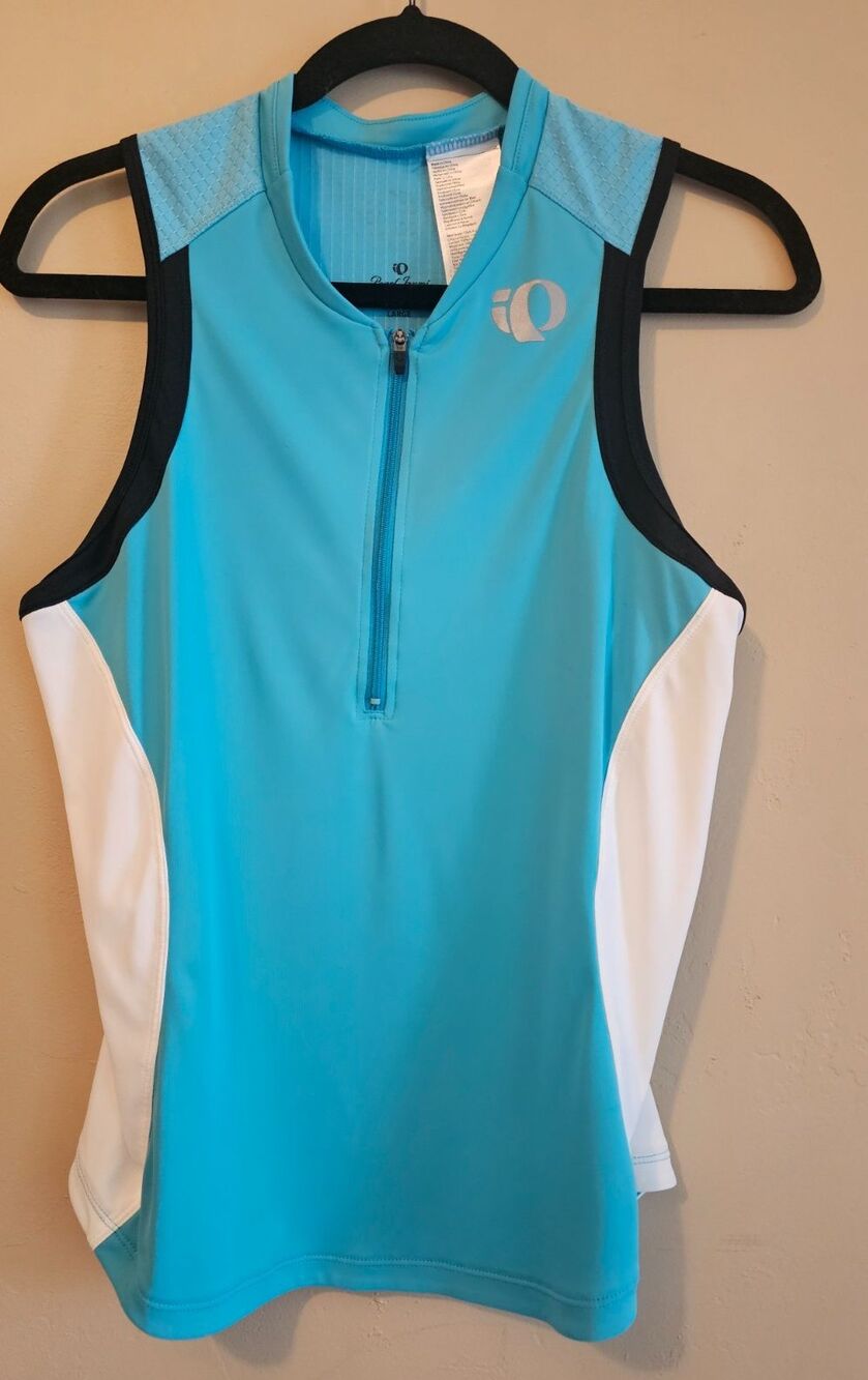Pearl Izumi Women's Cycling Jersey Size Large with Pockets Zip blue sleeveless